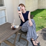 新品牛仔上衣+条纹阔腿裤两件套2C075-6096-P145-K208，女装套装/套裙，2C075