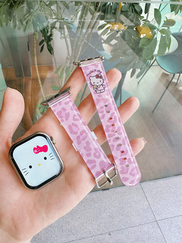 适用苹果手表s11/10表带可爱卡通kt猫s9表带华为fit4表带小米9pro