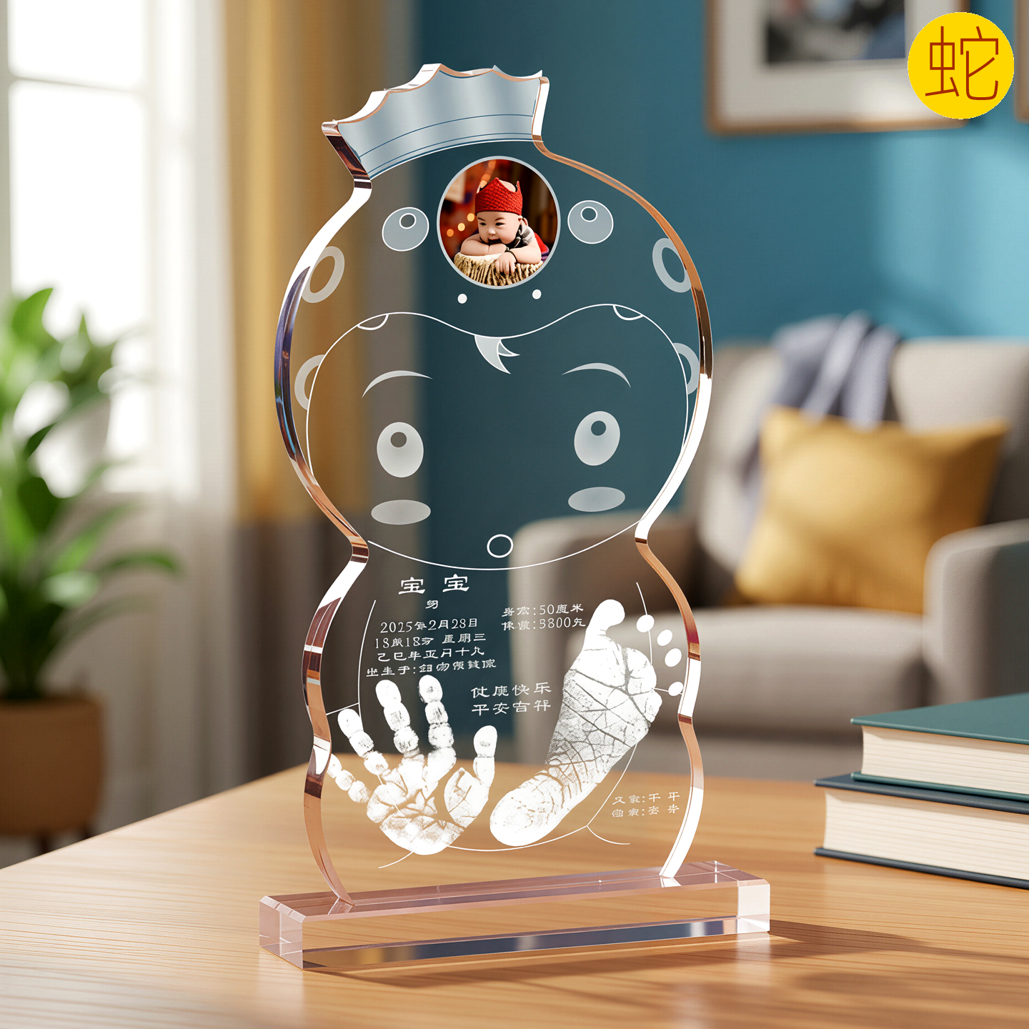 吉祥童子蛇宝宝出生纪念品手脚印
