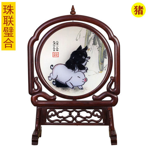 吉祥童子宝宝满月定制胎毛绣