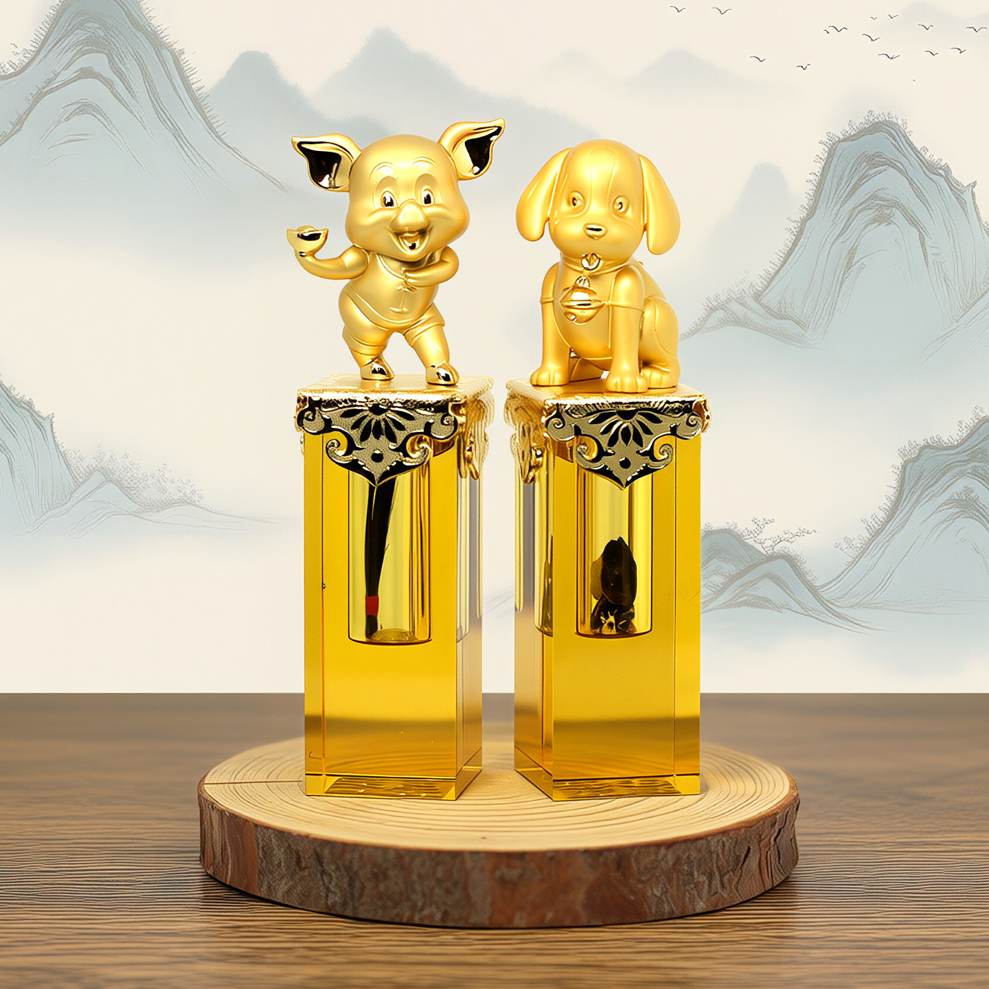 宝宝出生礼物定制胎毛章脐带印章DIY婴幼儿纪念品十二生肖镀金章