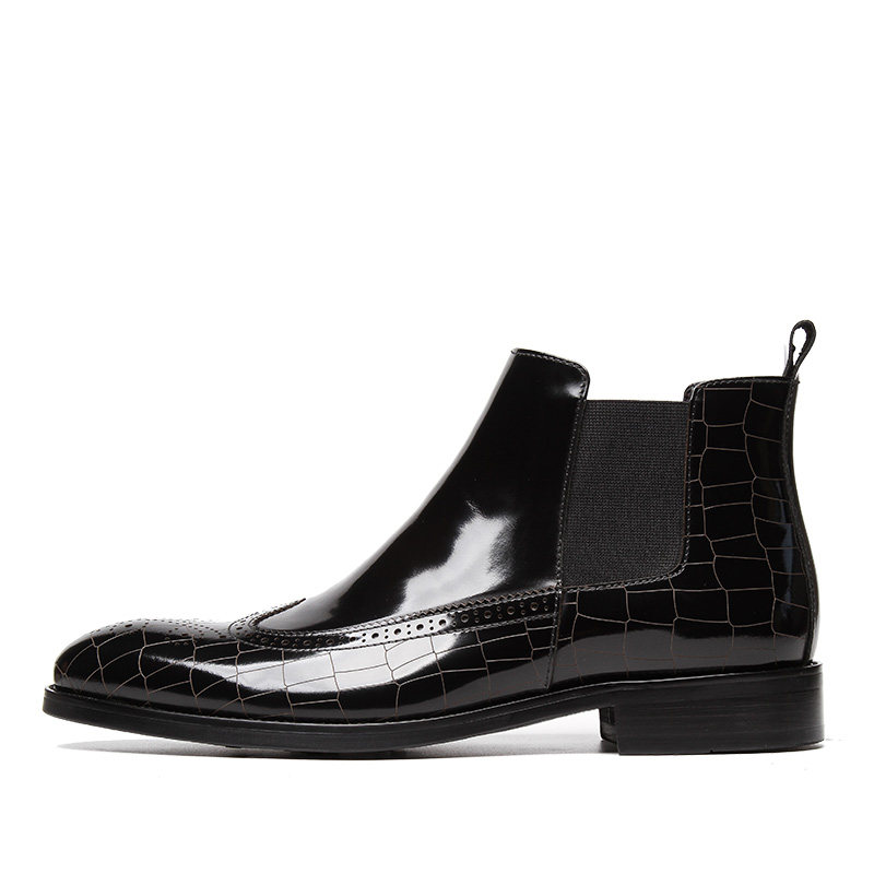 MARTIN BOOTS MENS POINTED TOE BRITISH BOOTS YOUTH BLACK BUSINESS HIGH SHOES MENS PATENT LEATHER CHELSEA MENS BOOTS TIDE