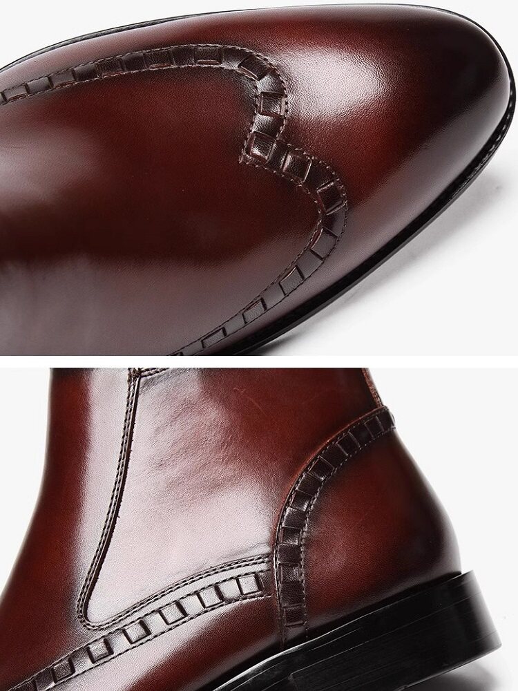 CHELSEA BOOTS MENS BRITISH ZHONGBANG LEATHER SHOES MENS BUSINESS LEATHER BOOTS ZIPPER HIGH-TOP BOOTS MARTIN BOOTS TIDE KOREAN VERSION