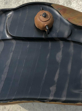 歙砚石材料雕刻中式复古风红色茶盘新款功夫现代轻奢茶台厂家直销