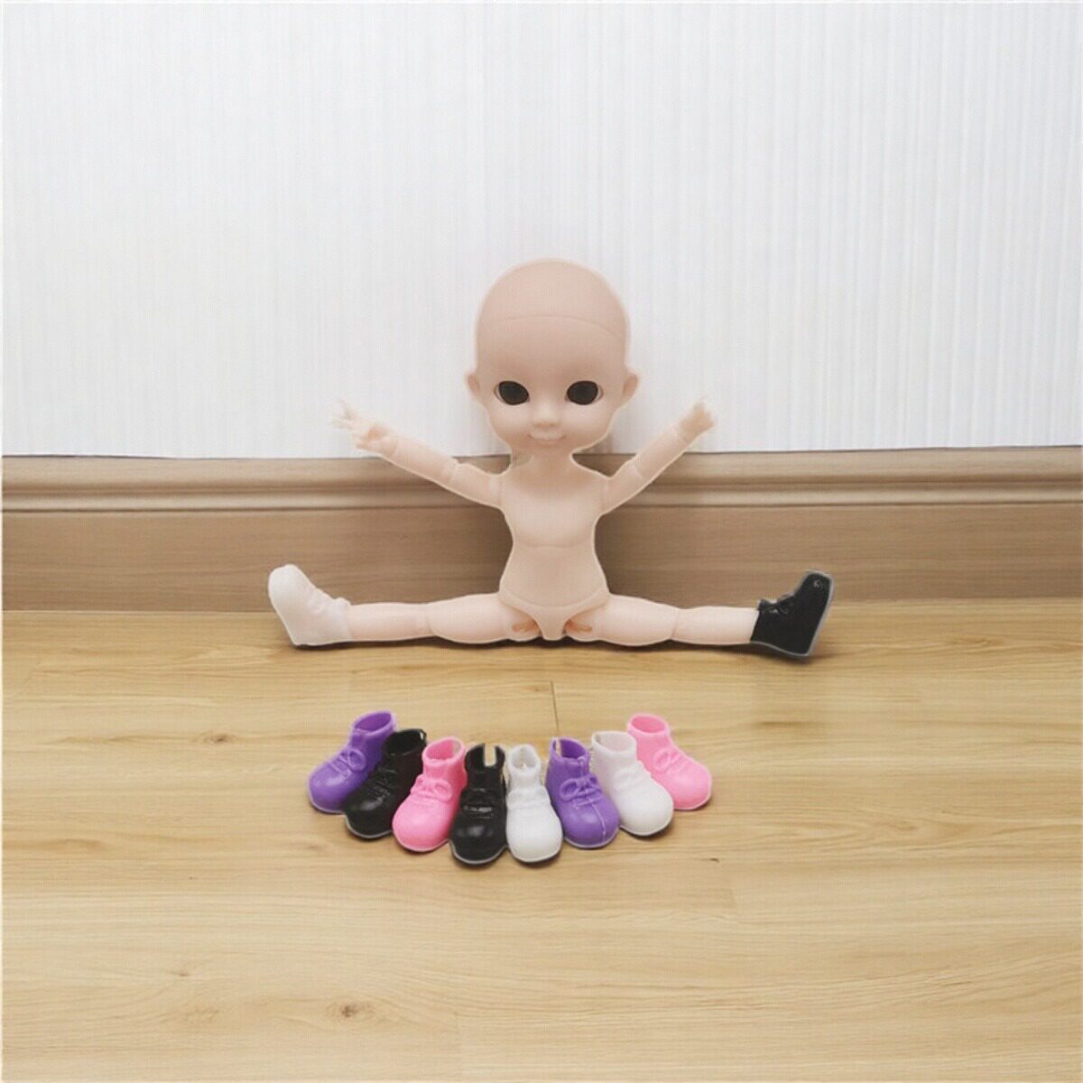 粘土娃娃素体毛线手工娃娃ob11粘土关节体裸娃小身体小鞋子小靴子