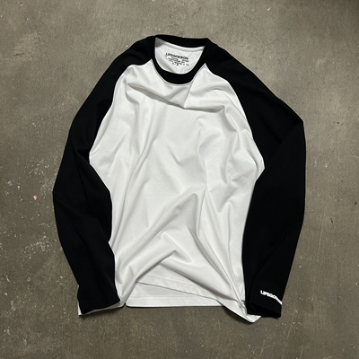 重磅美式插肩长袖T熊猫配色