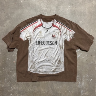 LIFEGOESON 26$$ jersey print真实球服印花蜡染短袖T恤TEE