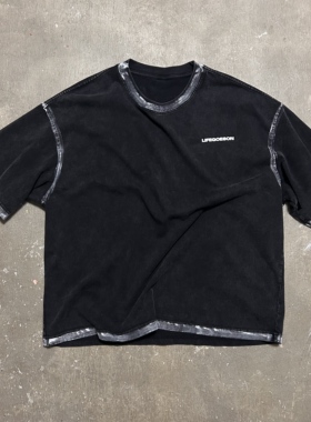 LIFEGOESON 26$$ Painting刷漆工艺短宽洗水短袖T恤TEE