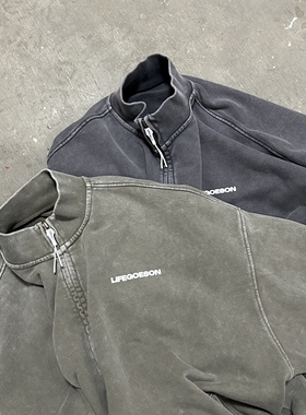 LIFEGOESON 25AW Stand-Collar Sweatshirt Jacket 立领蜡染夹克