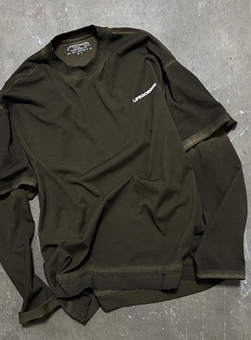 LIFEGOESON 25AW - batik long-sleeved T-shirt 油蜡效果假两件