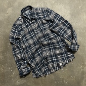 25AW Shirt Blue LIFEGOESON Fringed Plaid 蓝色格纹流苏衬衫
