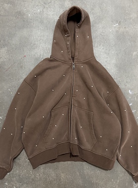 LIFEGOESON 25AW PearlEmbellished Hoodie 珍珠Boxy短宽连帽卫衣