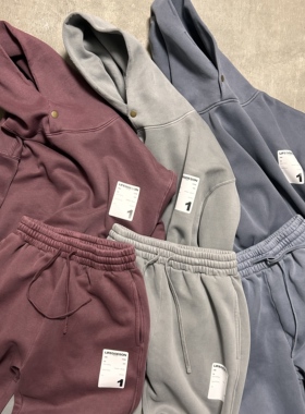 LIFEGOESON 26ws Washed & Worn-In Set做旧磨边酵洗卫衣卫裤套装