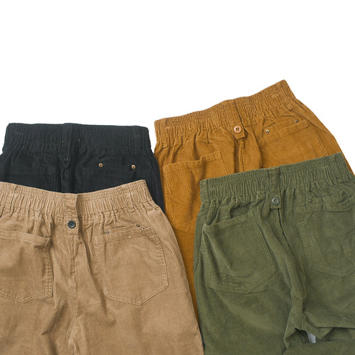 日式复古做旧水洗条绒休闲裤