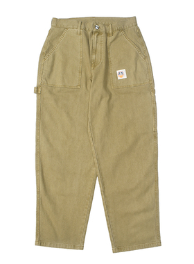 刺绣珠帆 日式复古做旧水洗工装裤 三色日常休闲锥形宽松长裤3114