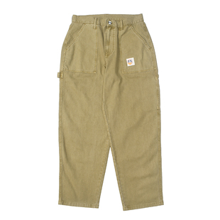 三色日常休闲锥形宽松长裤 刺绣珠帆 裤 复古做旧水洗工装 3114 日式