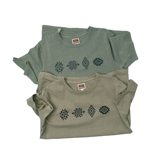 纳瓦霍图纹 日式复古做旧水洗短袖T恤 休闲宽松圆领印花Tee 9092