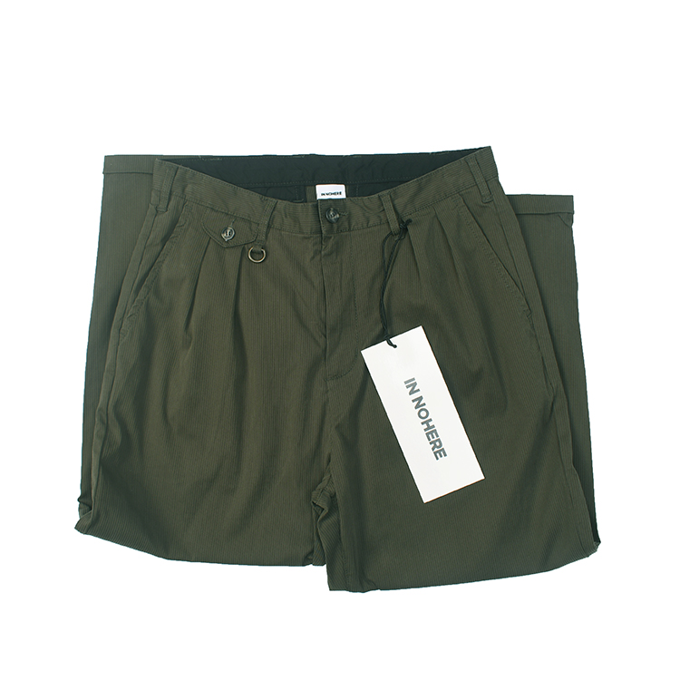 日式复古做旧水洗双摺休闲裤