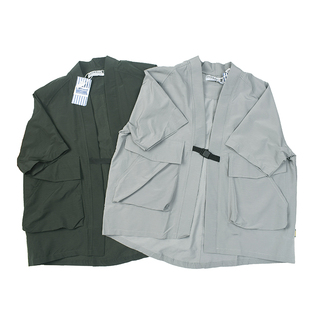 日式 两色休闲宽松卡扣双袋衬衣潮 复古短袖 道袍 609 开衫 叠穿好物