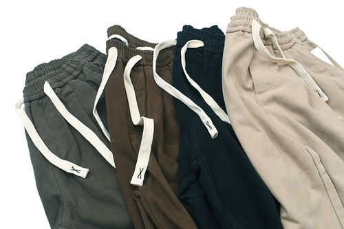 日式复古做旧水洗阔腿休闲裤