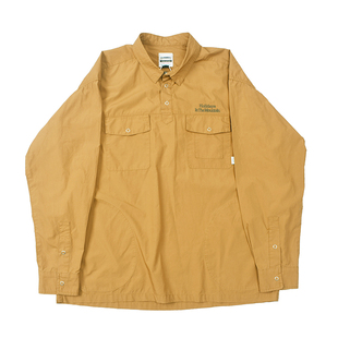 日式 衬衣 复古做旧水洗工装 戶外休闲宽松长袖 563 衬衫 山系半开领