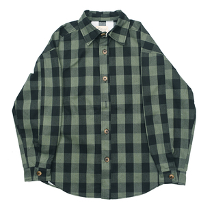 日式 工装 复古做旧色经典 休闲宽松长袖 衬衣7007 格子衬衫 硬挺有型