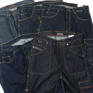 日常休闲宽松直筒长裤 老炮 牛仔裤 复古做旧水洗多袋工装 7090 美式