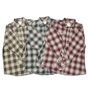 衬衫 复古做旧水洗格子工装 经典 休闲宽松长袖 105 补丁格 衬衣 美式