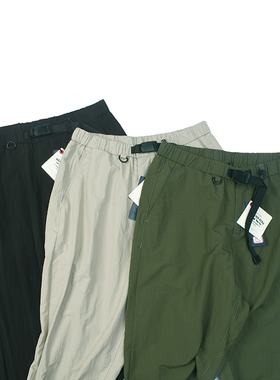 快干薄款 日式复古舒适水洗休闲裤 日常基础宽松微锥腰带长裤2308