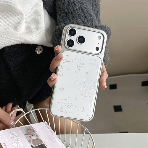 宁宁 可爱滴胶线条西高地小狗电镀边防摔女iPhone17ProMobileCase
