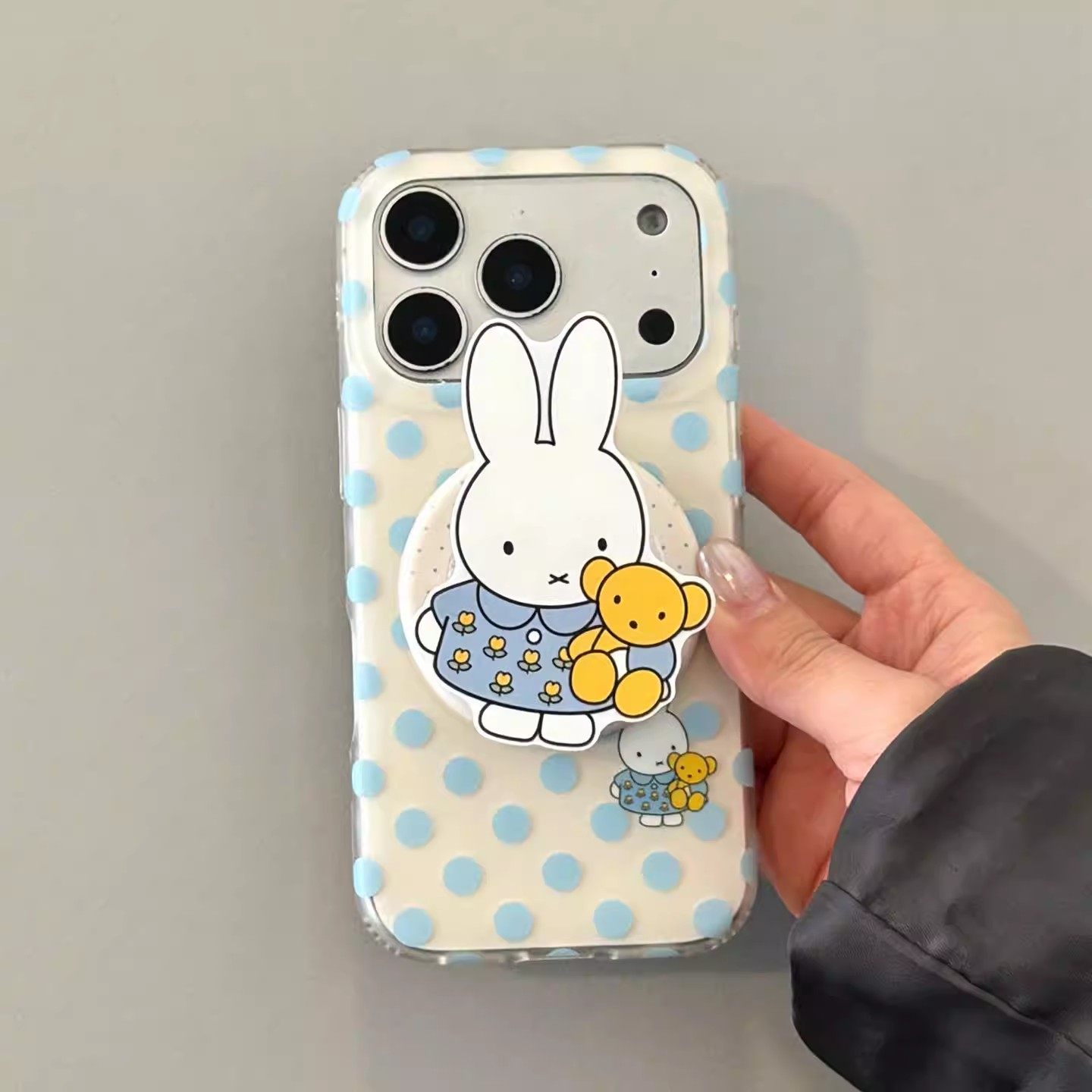 宁宁韩风ins蓝波点米菲兔子磁吸支架双层女iPhone17ProMobileCase,收纳整理,收纳挂袋,淘宝优惠券,粉丝福利购,淘宝优惠卷