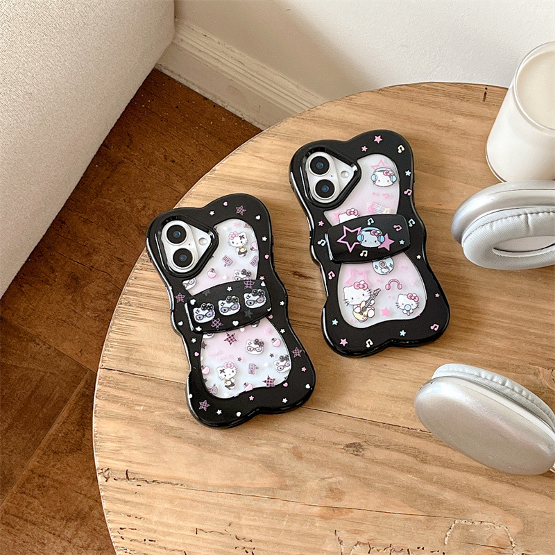 宁宁 个性可爱星星弹吉他KT波浪边支架女iPhone16Pro Mobile Case