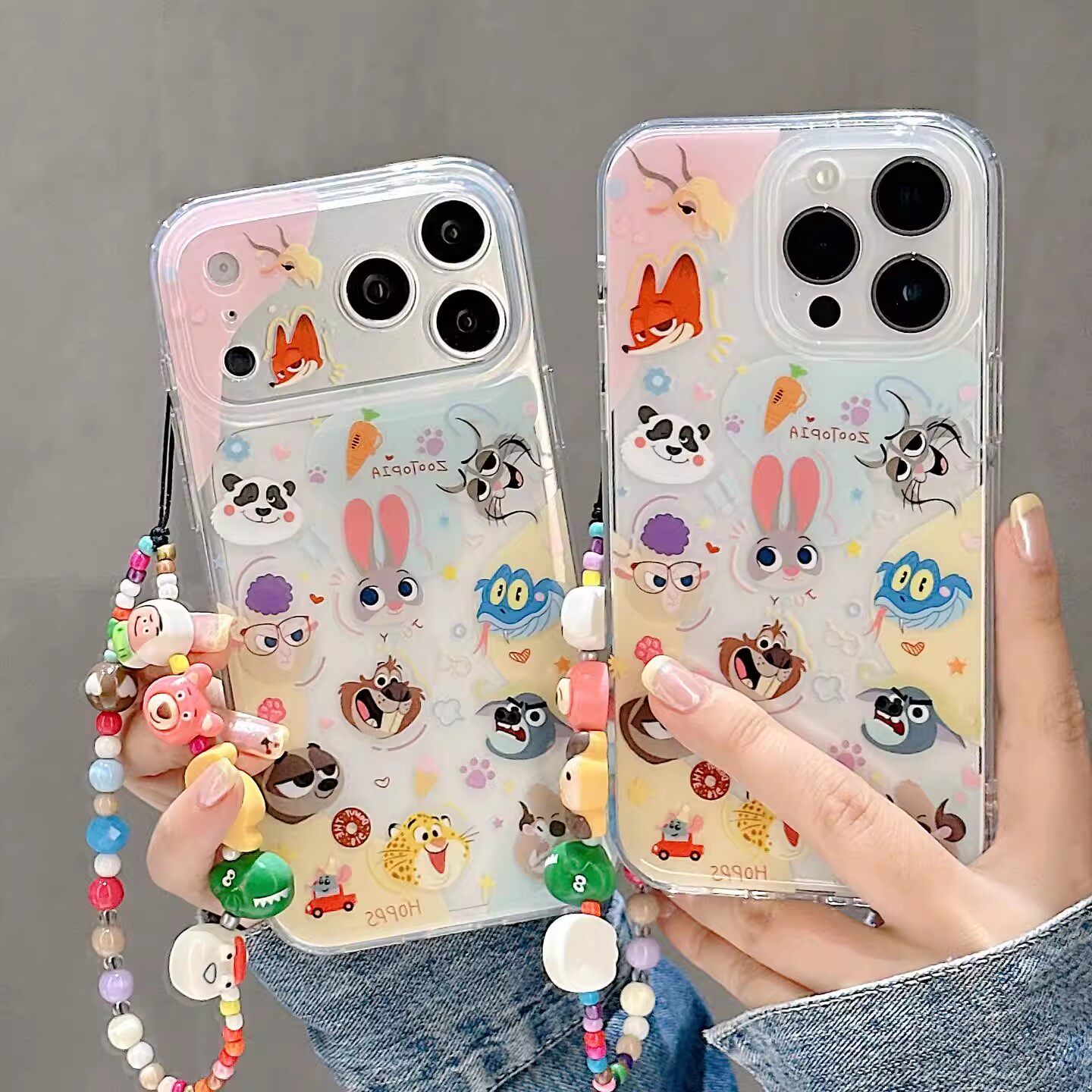 宁宁 可爱卡通狐狸兔子头像带手链透明女iPhone17Pro Mobile Case