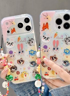 宁宁 可爱卡通狐狸兔子头像带手链透明女iPhone17Pro Mobile Case