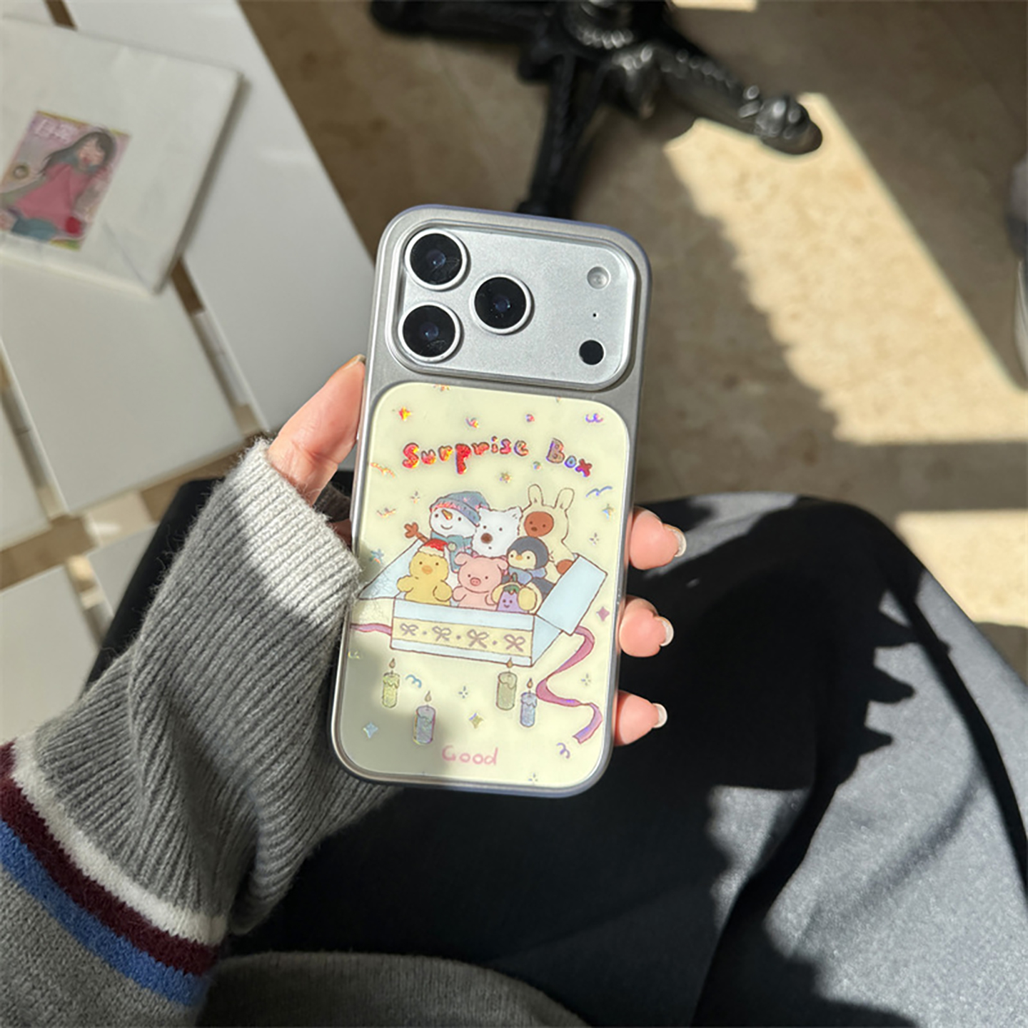 宁宁 可爱电镀鎏金卡通惊喜礼盒动物玩偶女iPhone17ProMobileCase