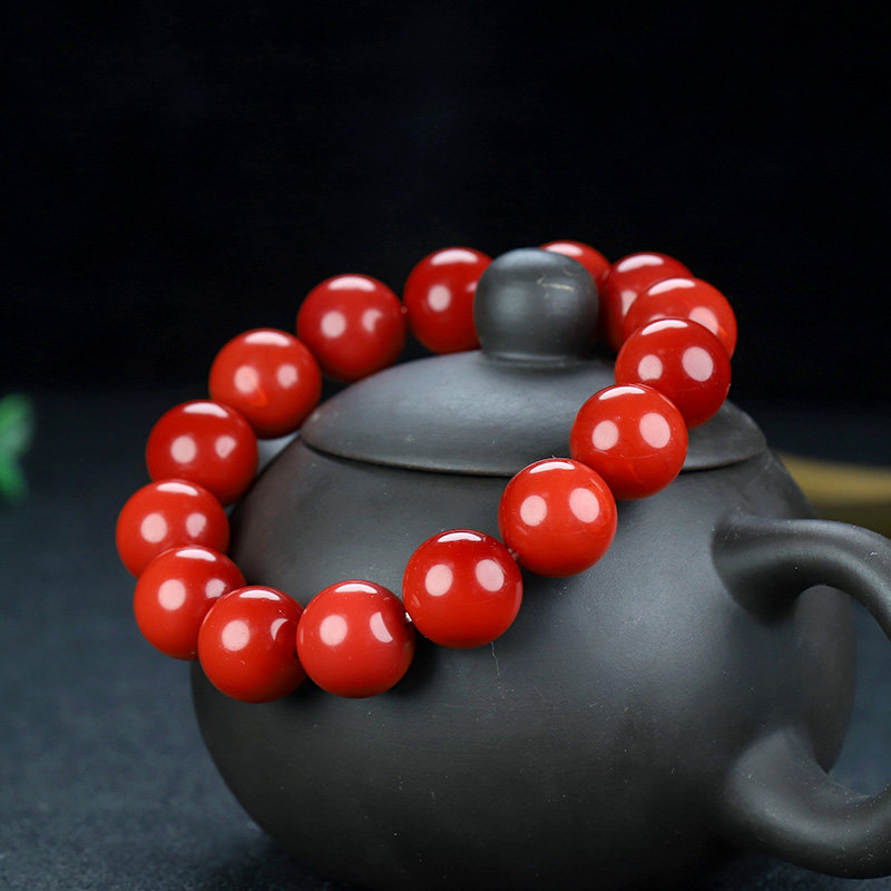 新疆和田玉手链手串金丝玉红玉原石手串手训圆珠珠子手串手链手饰
