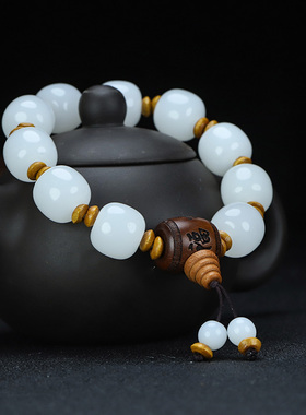 和田玉白玉手链手串佛珠
