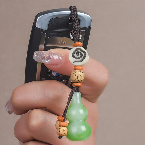 和田玉葫芦钥匙扣挂件七彩玉招财转运福禄葫芦包挂青白玉葫芦吊坠