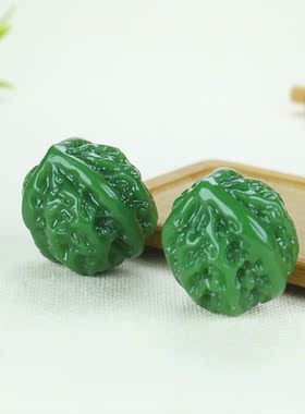 和田玉碧玉核桃手球把件