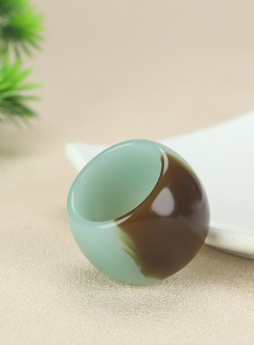 新品和田玉且末带糖扳指新疆且末蓝扳指玉石戒指指环糖玉扳指盘玩