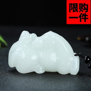 新疆玉马上封侯玉佩和田玉白玉玉马猴手把件羊脂玉马到成功把玩件