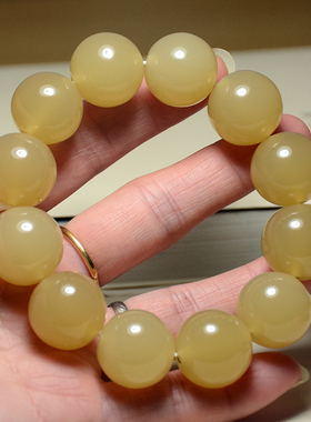 新疆和田玉金丝玉手链米黄玉大圆