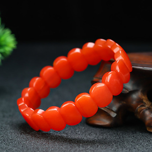和田玉红玉手链新疆南红玉手排手串鸡血石手镯本命年平安男女手串