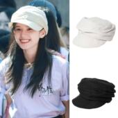 张婧仪同款 报童帽褶皱设计堆堆帽八角帽休闲百搭 CA4水洗亚麻薄款