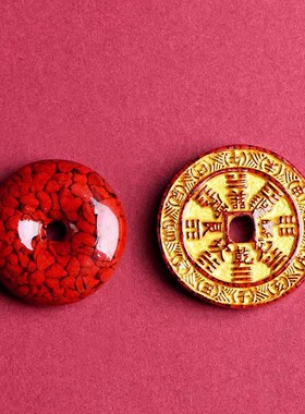 原矿晶体砂山鬼花 朱砂烫金晶体砂本命年项链护身吊坠包邮平安