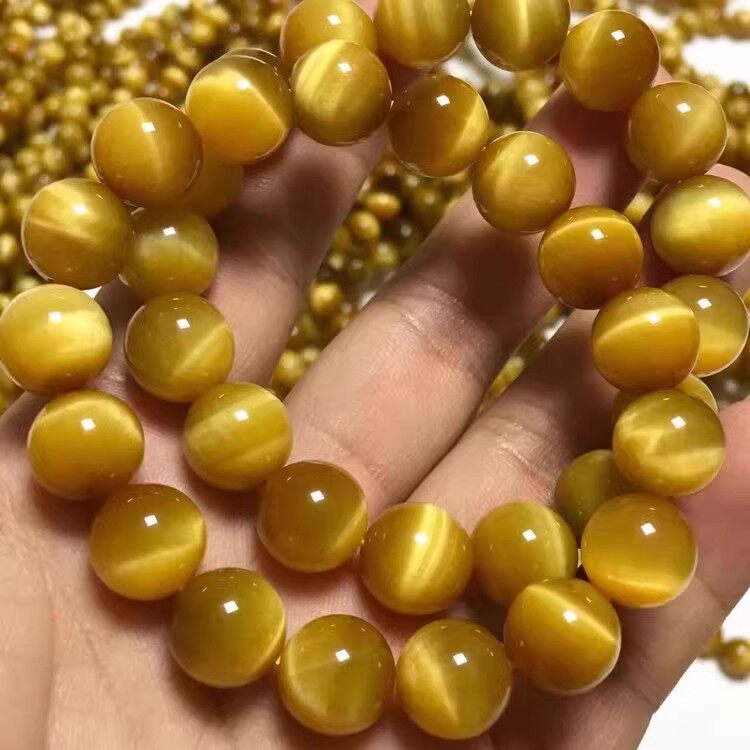 7A金虎眼手链男黄虎眼石虎睛石双猫眼手串女情侣蛇年新款手串