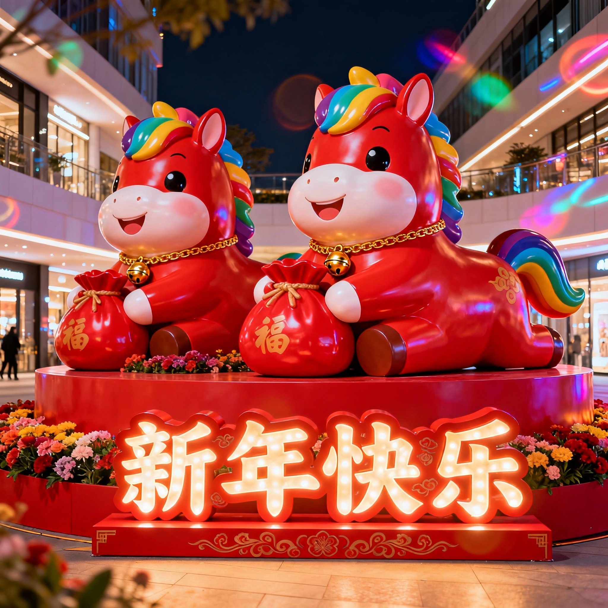 商场美陈卡通新年生肖马雕塑动物模型景区售楼部幼儿园吉祥物装饰