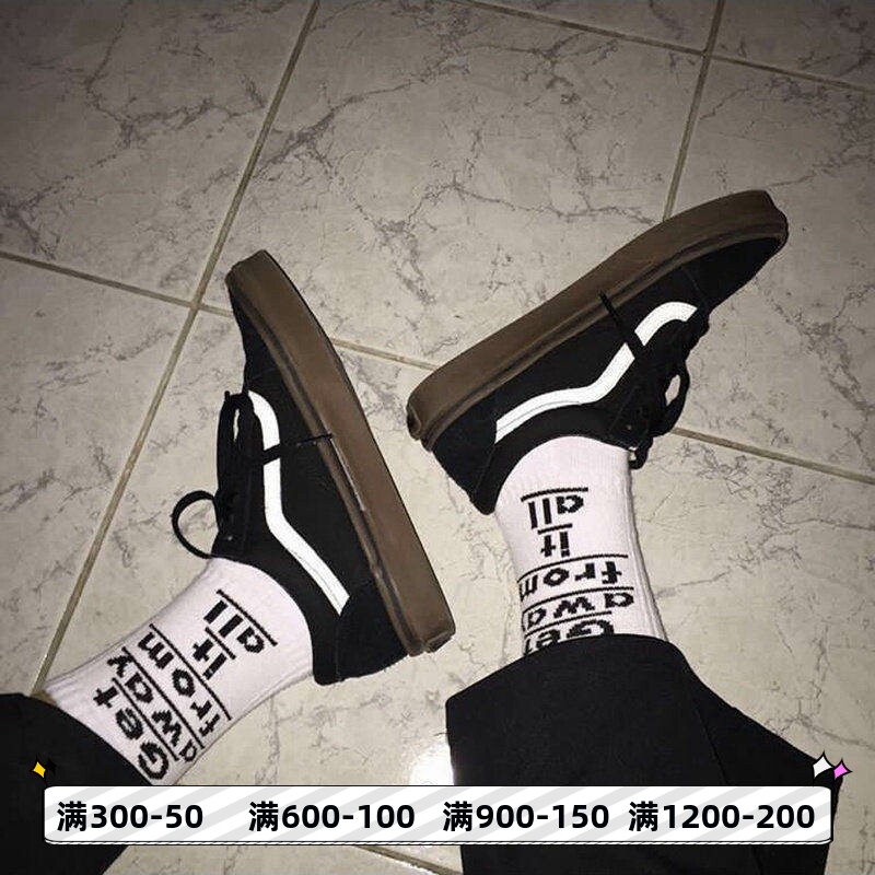VANS范斯OLD SKOOL生胶底黑白色男女鞋低帮休闲鞋板鞋VN0001R1GI6