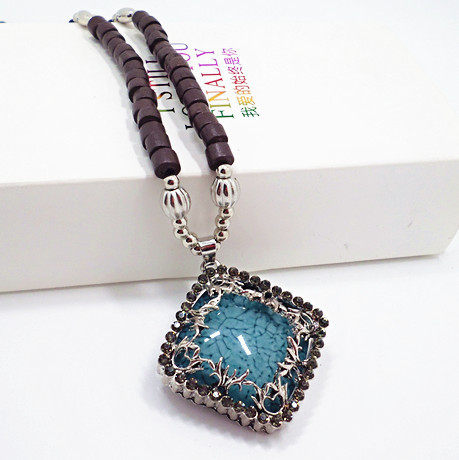 民族风百搭长款毛衣链菱形裂纹蓝宝石项链饰品藏族少数民族配饰|msdalam kategori Aksesori/Barang Kemas Fesyen, kalung - dari Buy2taobao.com untuk memberikan perkhidmatan ejen Taobao profesional membeli