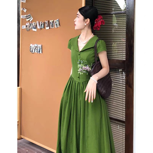 小红书热款490收腰连衣裙甜美法式复古棉麻连衣裙A字裙裁剪纸样